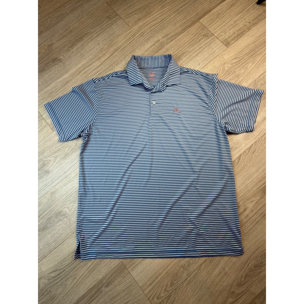 Rhoback Mens XL Performance Polo Shirt Blue White Striped